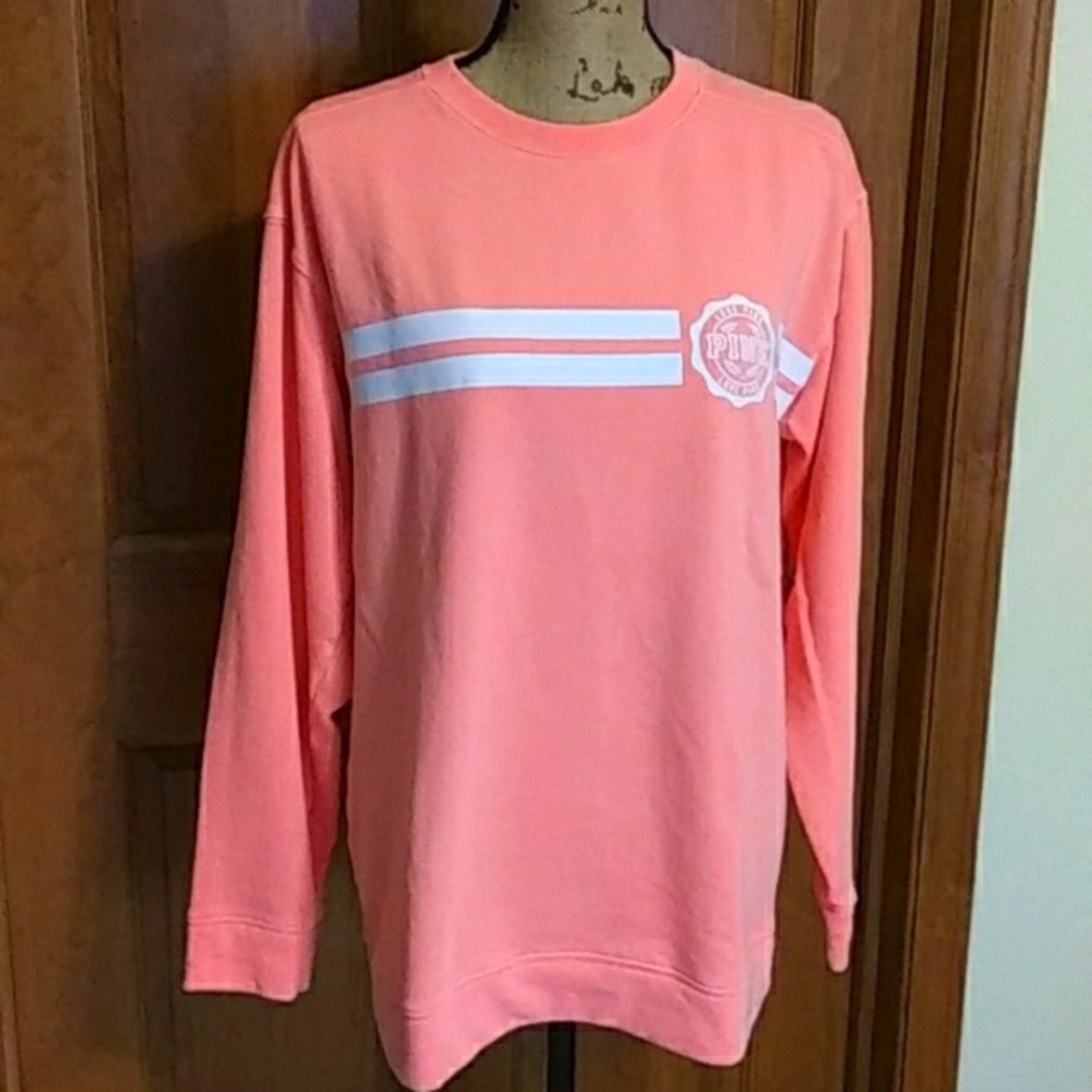 PINK Victoria's Secret fluorescent coral sweatshirt